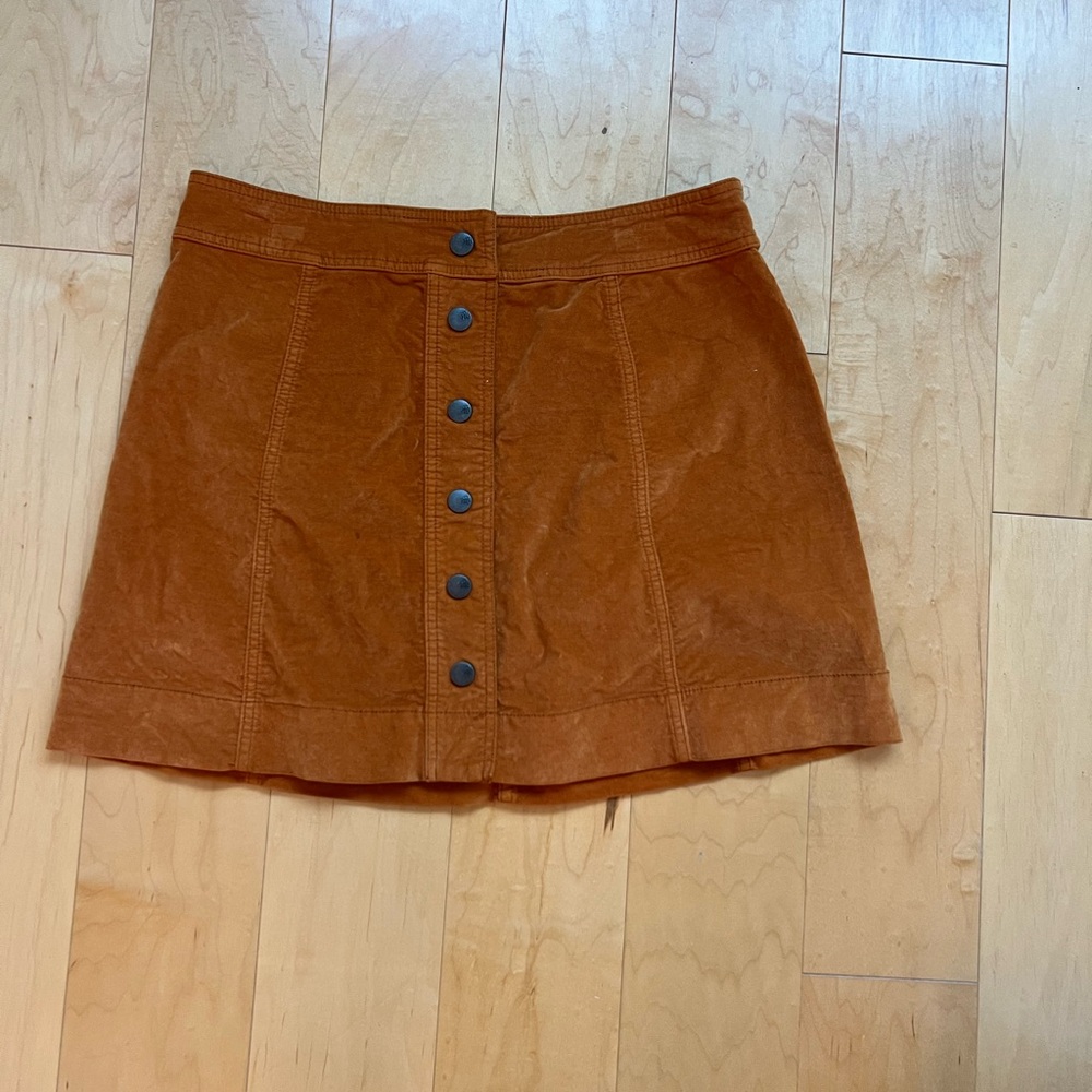 Button-Front Burnt Orange Skirt